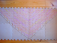 the shawl, blocked and drying